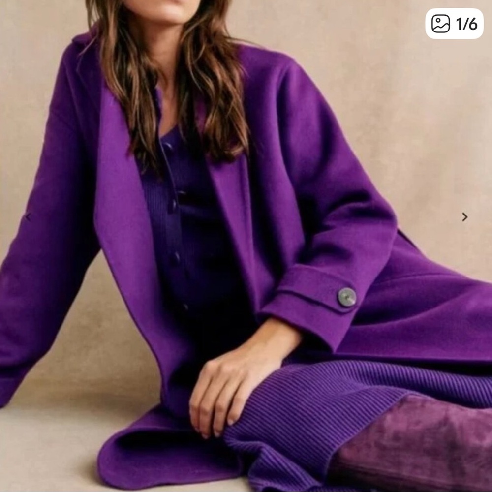 Sezane Mederick purple wool coat size 38/US6